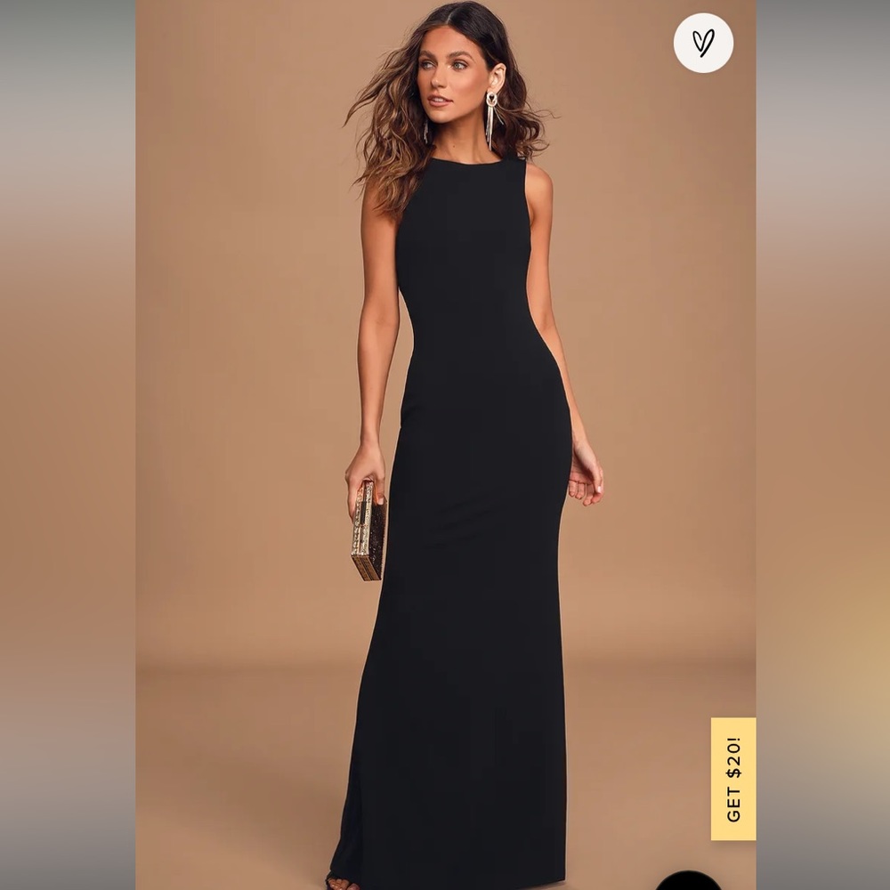 Lulus - Love In Your Eyes Black Knotted Mermaid Maxi Dress - Size S